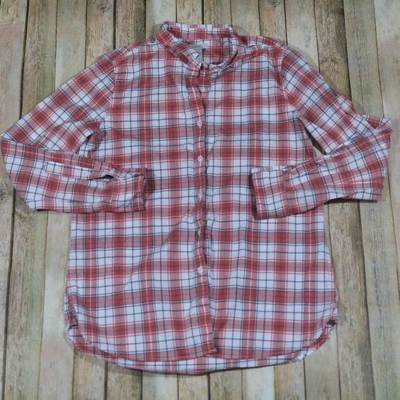 Garnet Hill Tops - Garnet Hill Essential Cotton Shirt Plaid Buttons